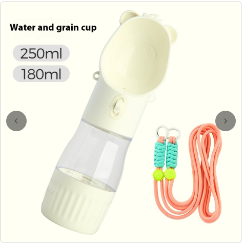 2 In 1 Portable Water Bottle with Shoulder Carry Strap For Dogs and Cats, Outdoor, Leak-Proof Drinking Bowl With Food Container