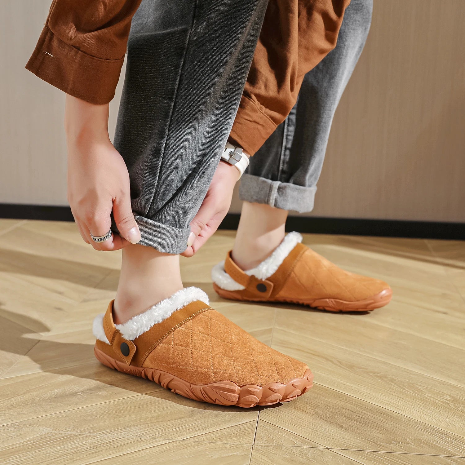 Chamois Leather Winter Comfort Slippers for Men