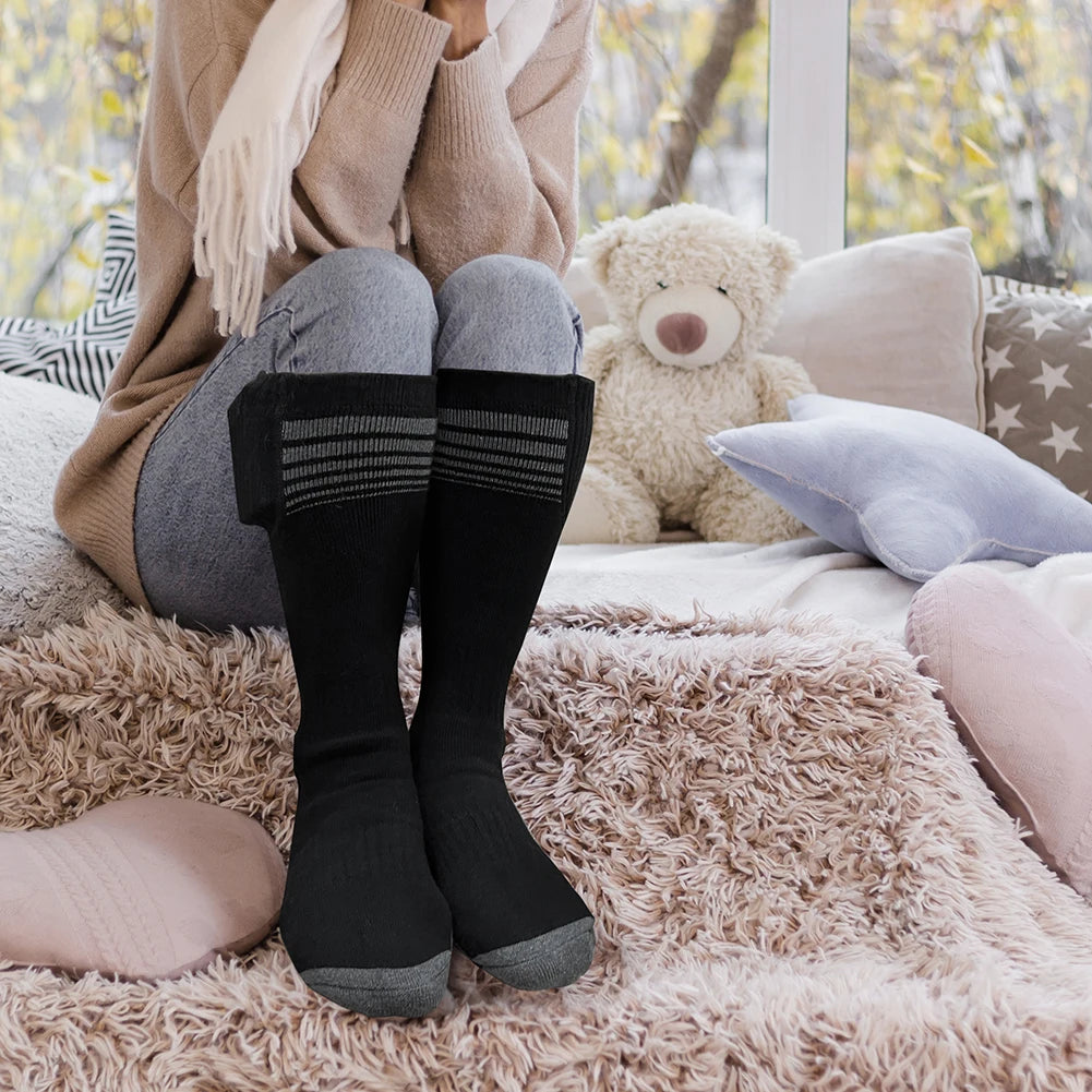 Unisex Battery Heated Socks, Breathable Rechargeable Heated Socks, Cozy Washable Winter Thermal Socks for Camping, Fishing, Cycling