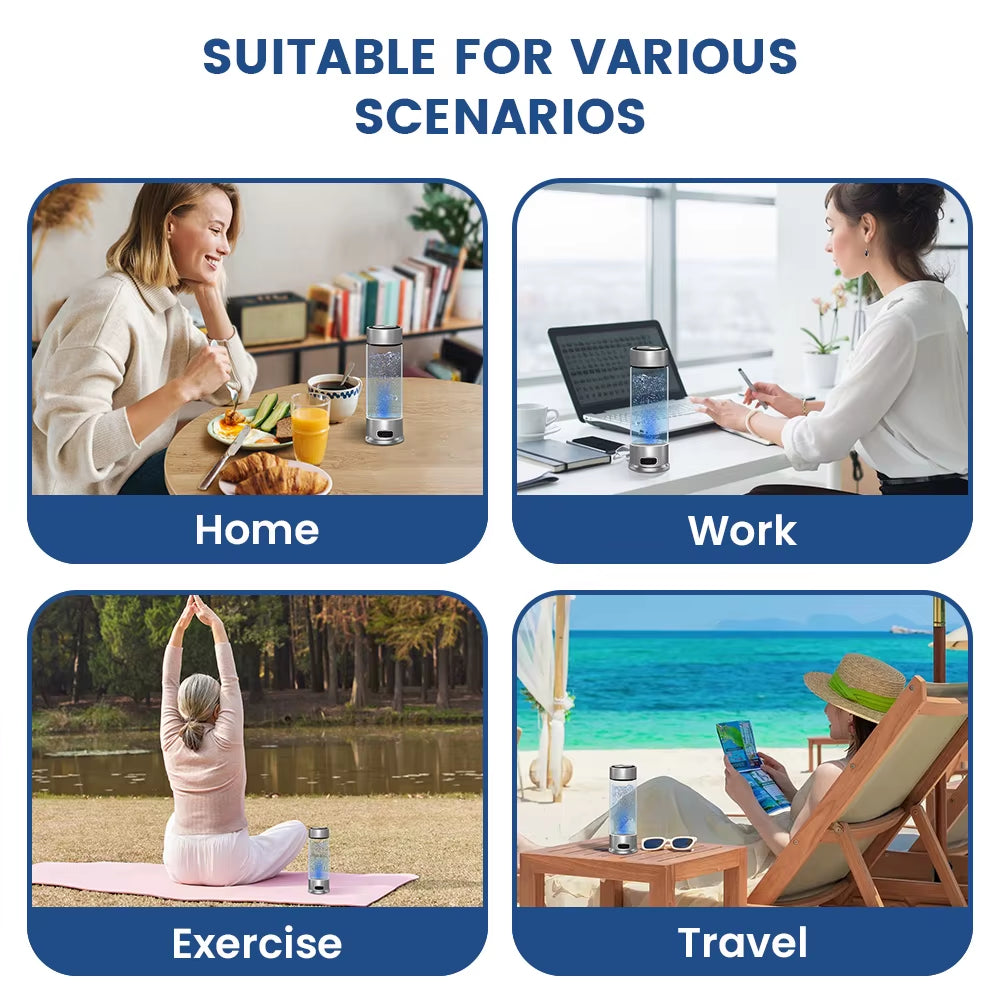 Factory Price Hydrogen Water Bottle Glass 400Ml New Design Cawolo Portable H2 Rich Water Bottle Hydrogen Water Machine Generator