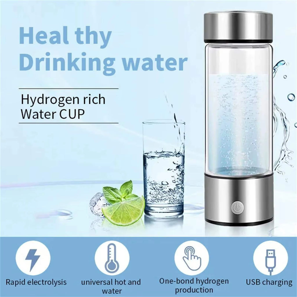 Custom Logo Best Technology Hydrogenated Cup H2 Rich Hydrogen Ion Water Bottle Portable Glass Hydrogen Water Bottle