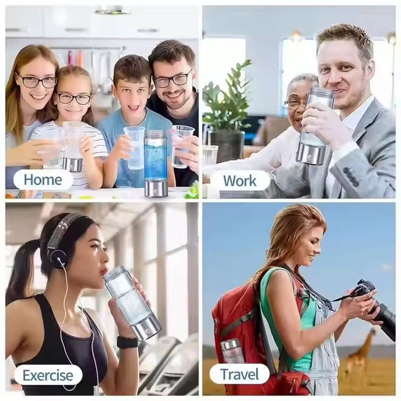 Custom Logo Best Technology Hydrogenated Cup H2 Rich Hydrogen Ion Water Bottle Portable Glass Hydrogen Water Bottle