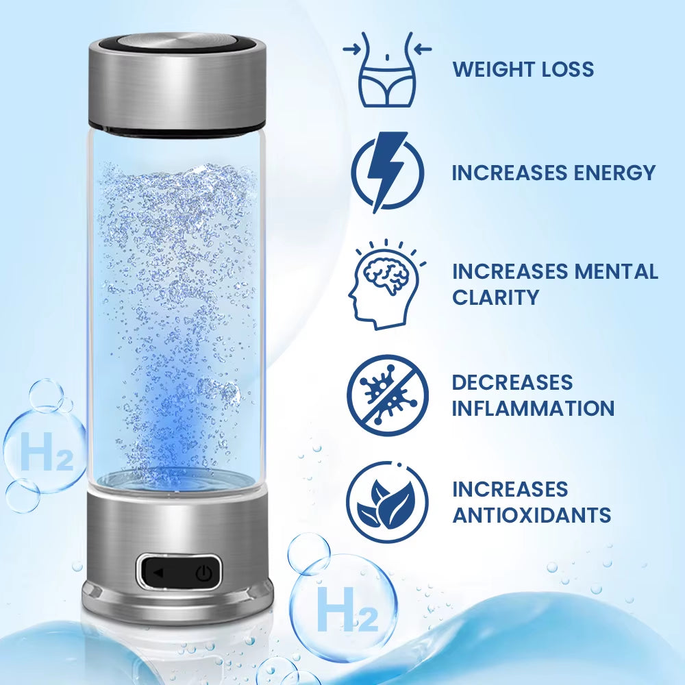 Factory Price Hydrogen Water Bottle Glass 400Ml New Design Cawolo Portable H2 Rich Water Bottle Hydrogen Water Machine Generator